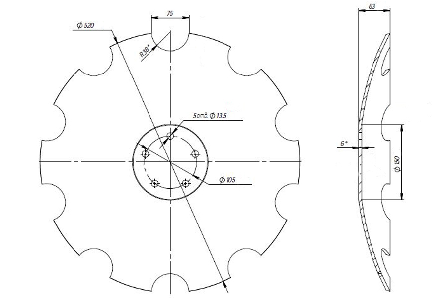 Notched disk HORSCH JOKER (old) /ВА-01.522/