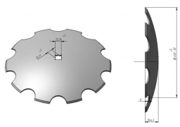 Scheibe der Scheibenegge John Deere ausgeschnitten, Typenscheibe von Veles Agro (Analogon)
