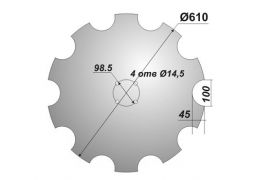 Scheibe zur Scheibeneggen Quivogne ausgeschnitten von Veles Agro