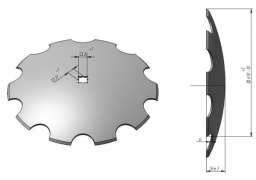 Scheibe der Scheibenegge John Deere ausgeschnitten, Typenscheibe von Veles Agro