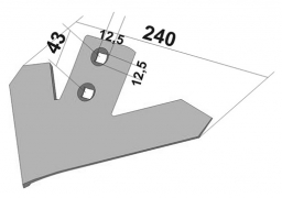 Chisel plow sweep for cultivator John Deere 240 mm made in boron steel Veles Agro