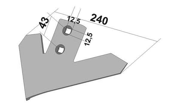 Chisel plow sweep for cultivator John Deere 240 mm made in boron steel Veles Agro