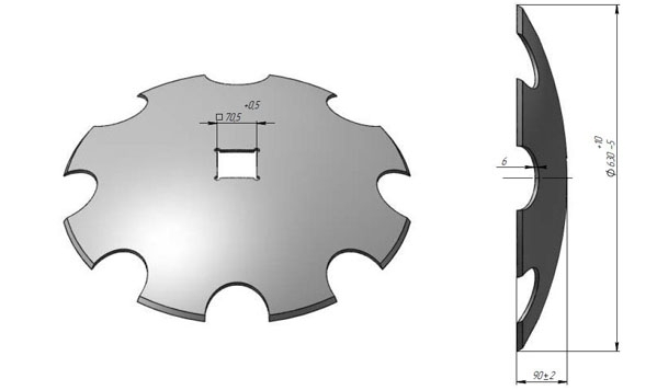 Диск бороны ДМТ вырезной борсодержащий Велес Агро